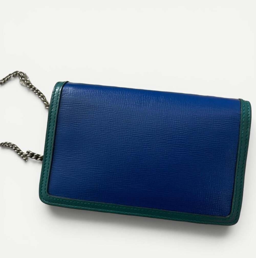 Gucci Dionysus Super Mini Blue and Green Leather Chain Shoulder Bag - Picture 4 of 5